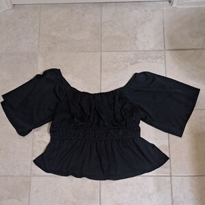 Sofia by Sofia Vergara Black Ruffled Peplum Blouse